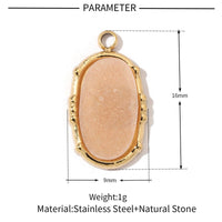 Bohemian Natural Stone Titanium Steel Necklace Pendant Oval Ornament Accessories