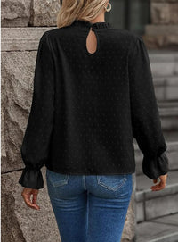 Elegant Women's Jacquard Round-neck Slim-fit Slimming Long-sleeve T-shirt