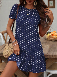 Womens Fashionable Slim-Fit Casual Polka-Dot Dress