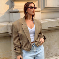 Fashionable Loose Short Plaid Coat For Women