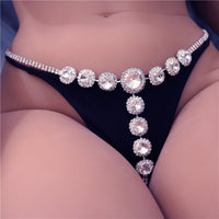 Card Diamond Sexy Round Rhinestone Panties Body Chain