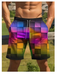 Geometric Print Fashion Mens Shorts