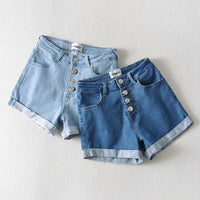 High Waist Denim Shorts High Stretch Front Row