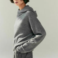 Women's Retro Gray Hooded Sweater Pullover Sweater
