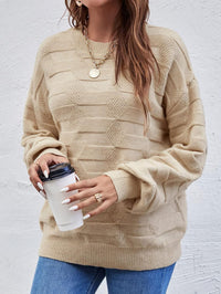 Casual Long-sleeved Round Neck Solid Color Pullover Sweater