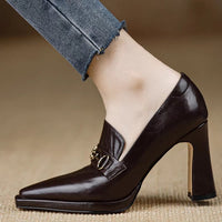 Retro Chunky-heel Pointed-toe Professional Womens Pumps