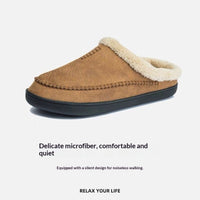 Mens Fur-lined Slippers From Europe And The US Non-slip Bean-shaped Cotton Shoes
