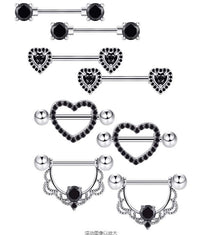 Stainless Steel Heart Punk Style Breast Ring Double Layer