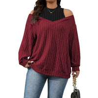 New Loose Ribbed Brushed Long-sleeve T-shirt