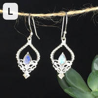 Sterling Silver Natural Crystals Vintage Ethnic Fairy Drop Earrings