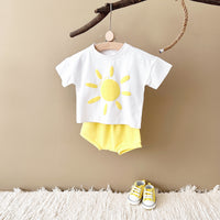 Baby Sun Print Top Casual Short Sleeve Two-piece Set