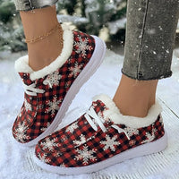 Plus Size Christmas Fur Collar Fleece Thickened All-matching Round Toe Cotton Shoes