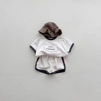 English Letters Men's And Women's Baby Clothes Short-sleeved Shorts Round Neck