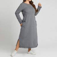 Women's Casual Solid Color Loose Plus-size Knitted Lace Dress