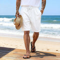 Solid-color Cotton-linen Shorts With A Drawstring