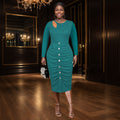 New Womens Hollow-out Neckline Button-up Dress