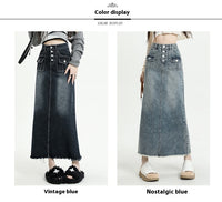 Women's Fur Edge Retro Denim Skirt