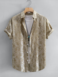 Men's Casual Jacquard Short-sleeved Shirt
