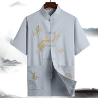 Dad Chinese Style Traditional Top Grandpa Plus Size Folk Costume