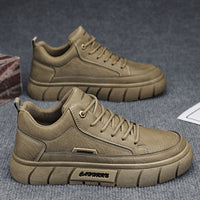 Men's Casual Leather Shoes Thick Bottom Height Increasing Fashion