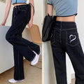 Large Size Peach Hip High Waist Micro Flared Jeans With Slit