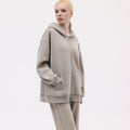 Fleece-lined Distressed Hooded Cardigan Sweater Women's Top