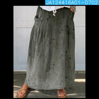 Women's Loose Versatile Pocket 3D Printed Midi Skirt