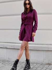 Womens Loose Plus-Size Lace-Up Dress