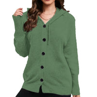 Women's Solid Color Hooded Single-breasted Sweater