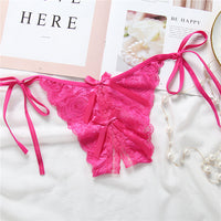 Lace-up thong lace lace-up panties