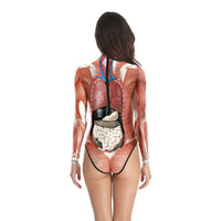 Body tissue print one-piece triangle swimsuit