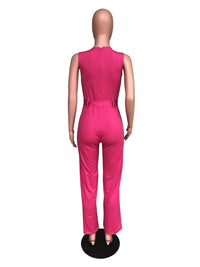Fashion casual jumpsuit with belt
