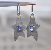 Moonstone Two-Tone Star Earrings For Women