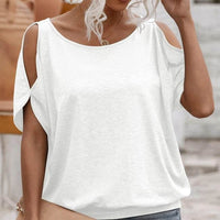 EMERY ROSE Solid Cold Shoulder Tie Back Top