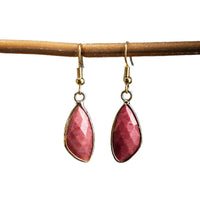 Natural Crystal Drop Earrings With Amethyst And Gold-plated Edges