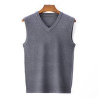 Men's Spring And Autumn Solid Color Casual V-neck Sweater