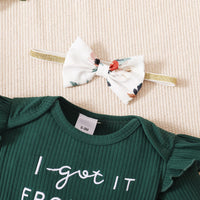 Girls' Three-piece Khaki Dress Set Printing