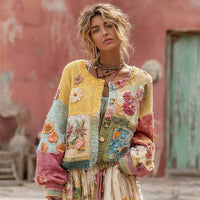 Women's Printed Wear Cardigan Knitted Coat