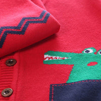 Flying vehicle dinosaur V-neck cartoon sweater
