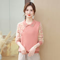 Womens Knitted Fleece Jacquard Polo-Neck Sweater For Layering