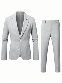 Mens Solid-Colored Business Suit Set