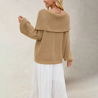 Women's Loose Knit Sweater With Boat Neck