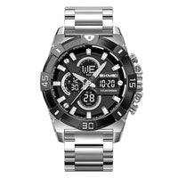 Mens Electronic Sports Chronograph Watch With A Steel Strap