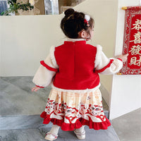Girls' Han Chinese Costume Fleece-lined Thickened Tang Suit New Year Chinese Style Suit