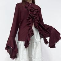 European And American Style Ruffled Long-sleeved Shirt Women's Fashion Temperament