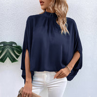 European And American-style Irregular Lace-up Half-turtleneck Shirt