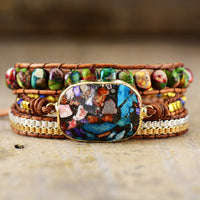 Bohemian Handmade Woven Leather String Turquoise Bracelet