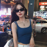Retro Underwear U Collar Beautiful Back Outer Wear Sleeveless Vest Top