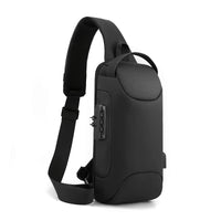 Leather Film Men's USB Charging Single Shoulder Chest Bag