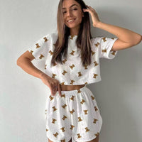 Casual Shorts And Short-sleeve Womens Pajama Set Loungewear